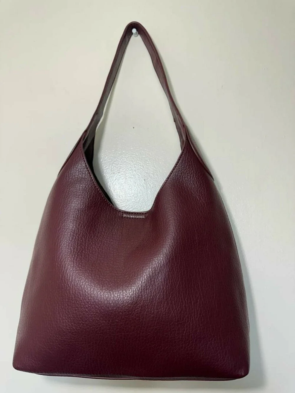 Hobo Dark Red Bags for Women Soft Vegan Leather Slouchy Tote Shoulder Handbag